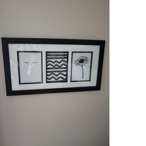 3 Picture Frame - Cute B&W Prints included